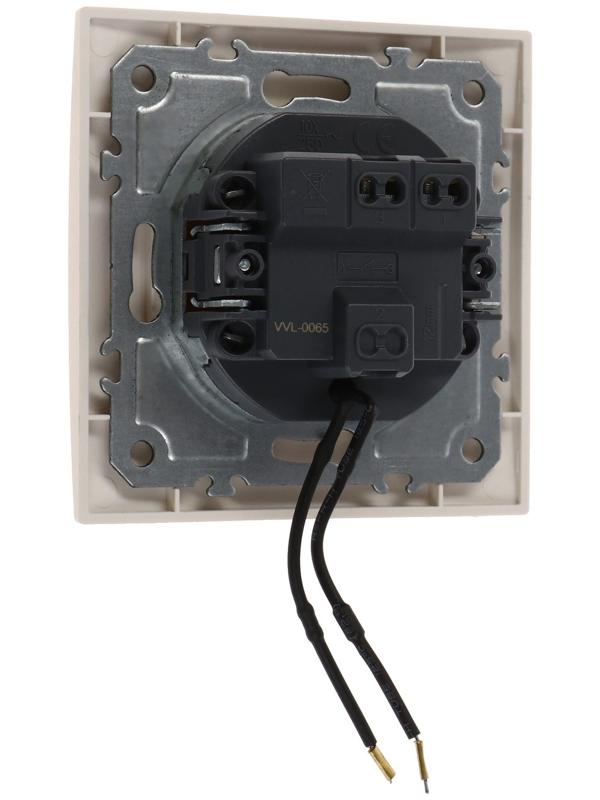 Выключатель TOT Elegant, 10 А, 1 кл., с подсветкой, скрытый, бежевый