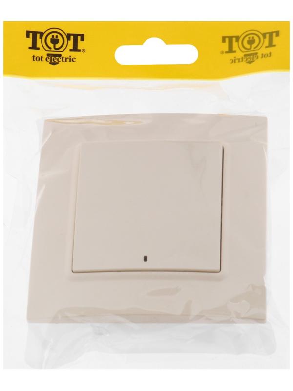 Выключатель TOT Elegant, 10 А, 1 кл., с подсветкой, скрытый, бежевый