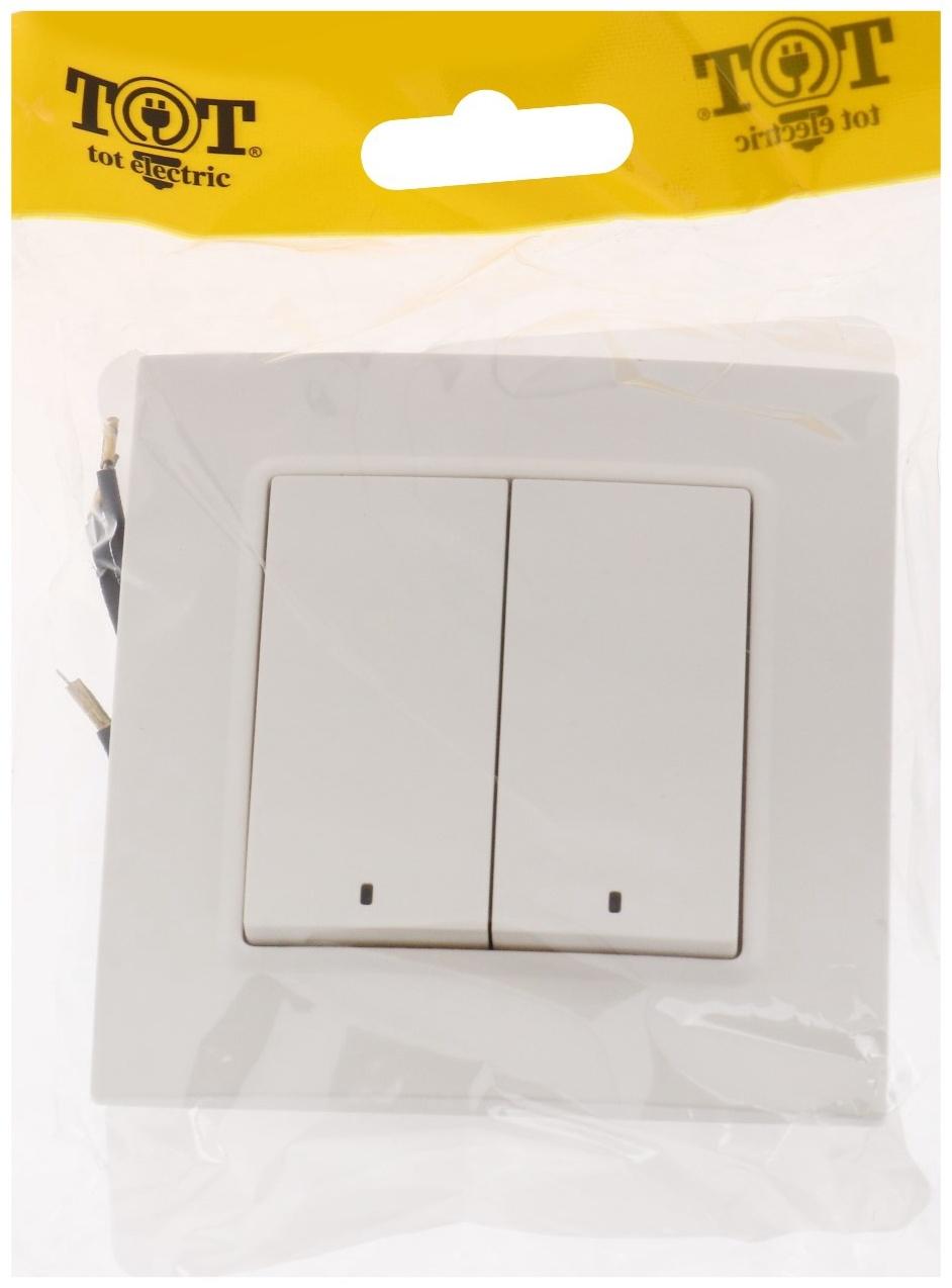 Выключатель TOT Elegant, 10 А, 2 кл., с подсветкой, скрытый, белый