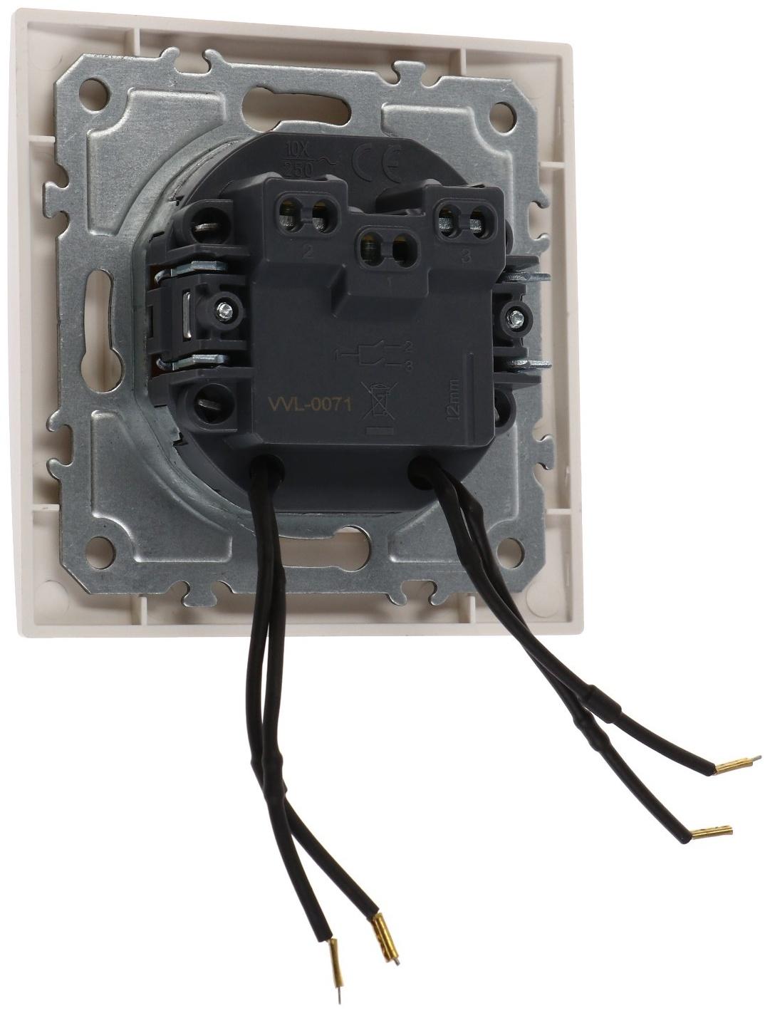 Выключатель TOT Elegant, 10 А, 2 кл., с подсветкой, скрытый, белый