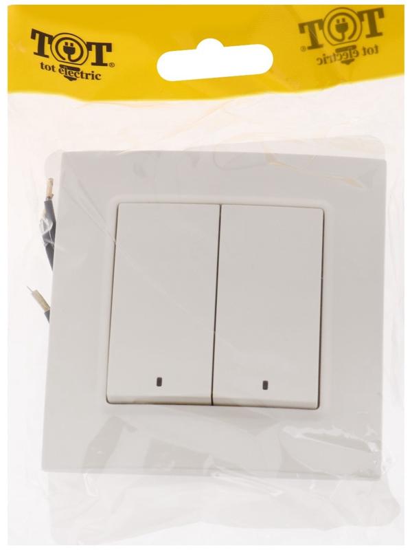 Выключатель TOT Elegant, 10 А, 2 кл., с подсветкой, скрытый, белый