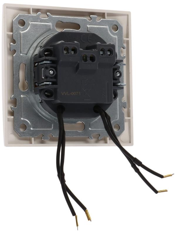 Выключатель TOT Elegant, 10 А, 2 кл., с подсветкой, скрытый, белый