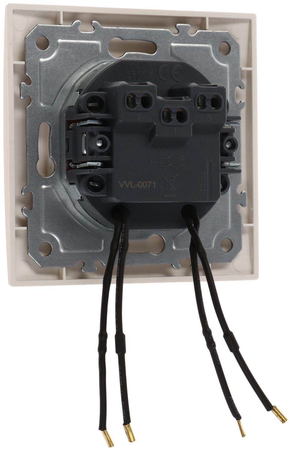 Выключатель TOT Elegant, 10 А, 2 кл., с подсветкой, скрытый, бежевый