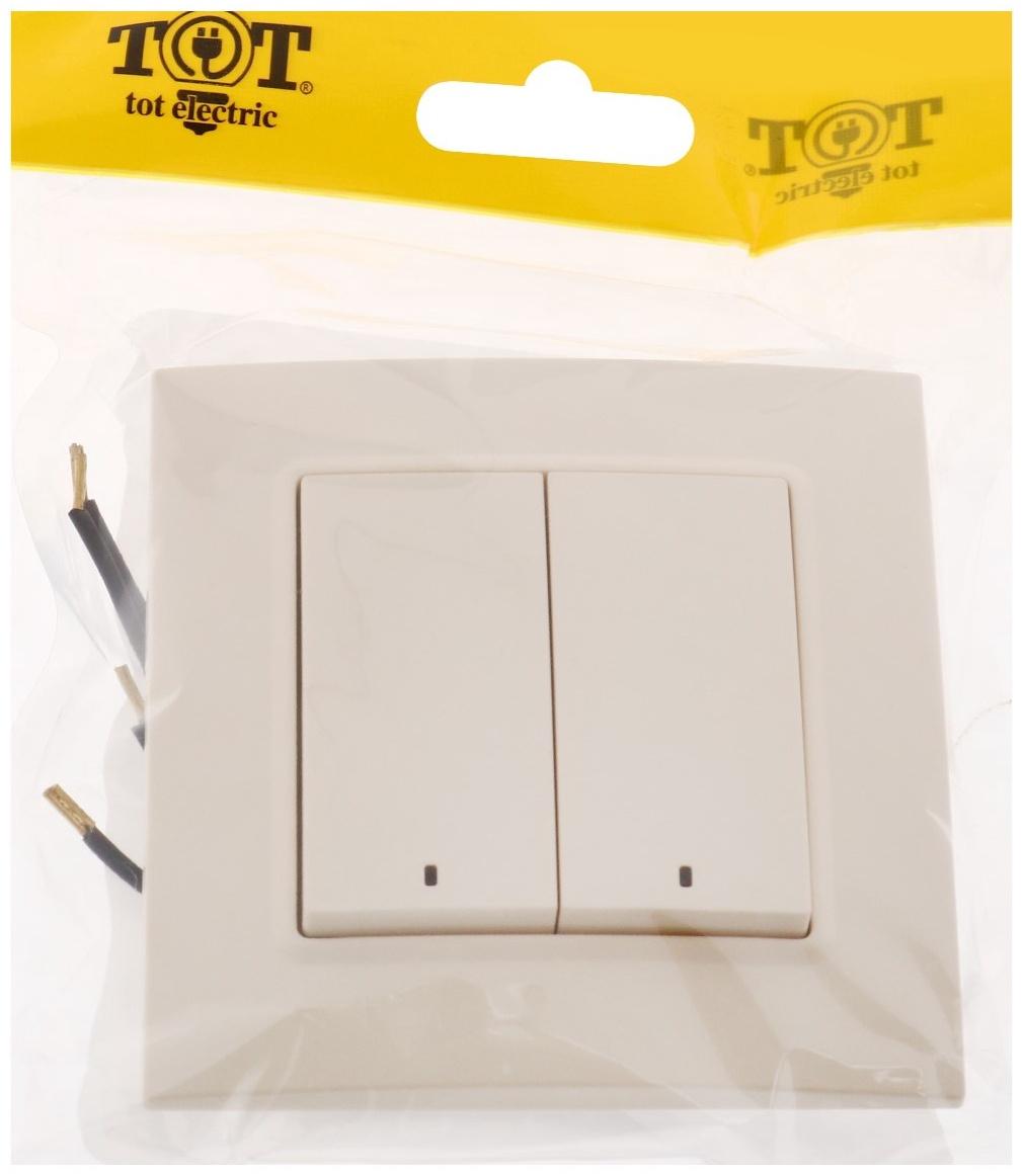 Выключатель TOT Elegant, 10 А, 2 кл., с подсветкой, скрытый, бежевый