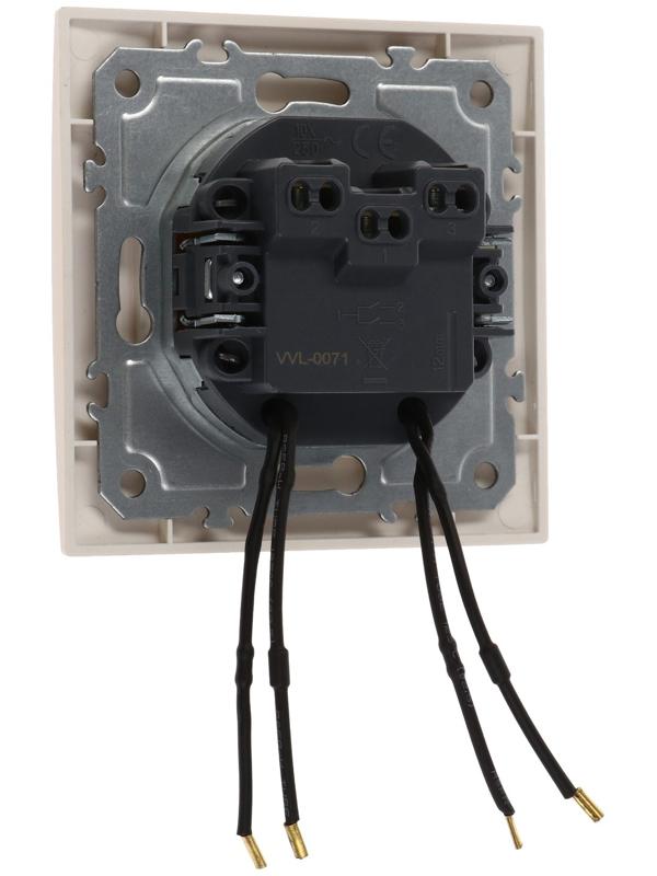 Выключатель TOT Elegant, 10 А, 2 кл., с подсветкой, скрытый, бежевый