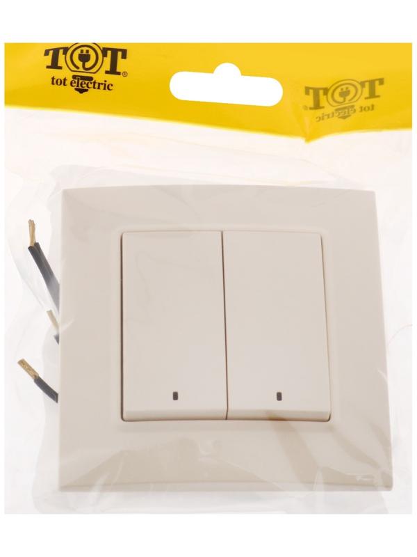 Выключатель TOT Elegant, 10 А, 2 кл., с подсветкой, скрытый, бежевый