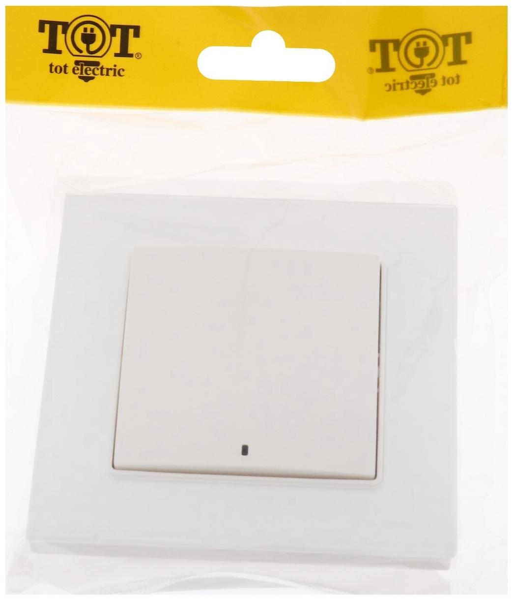 Выключатель TOT Matte Glass, 10 А, 1 кл., с подсветкой, скрытый, стекло, белый