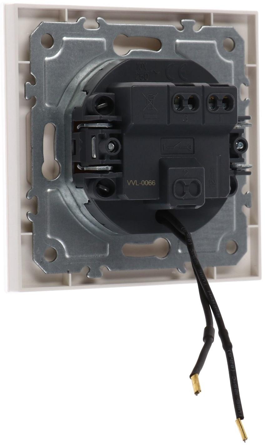 Выключатель TOT Matte Glass, 10 А, 1 кл., с подсветкой, скрытый, стекло, белый