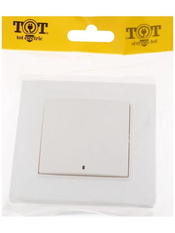 Выключатель TOT Matte Glass, 10 А, 1 кл., с подсветкой, скрытый, стекло, белый