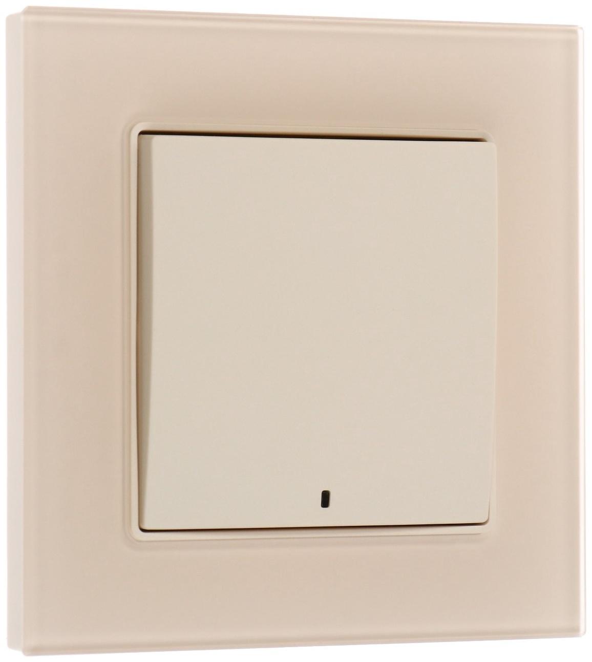 Выключатель TOT Matte Glass, 10 А, 1 кл., с подсветкой, скрытый, стекло, бежевый