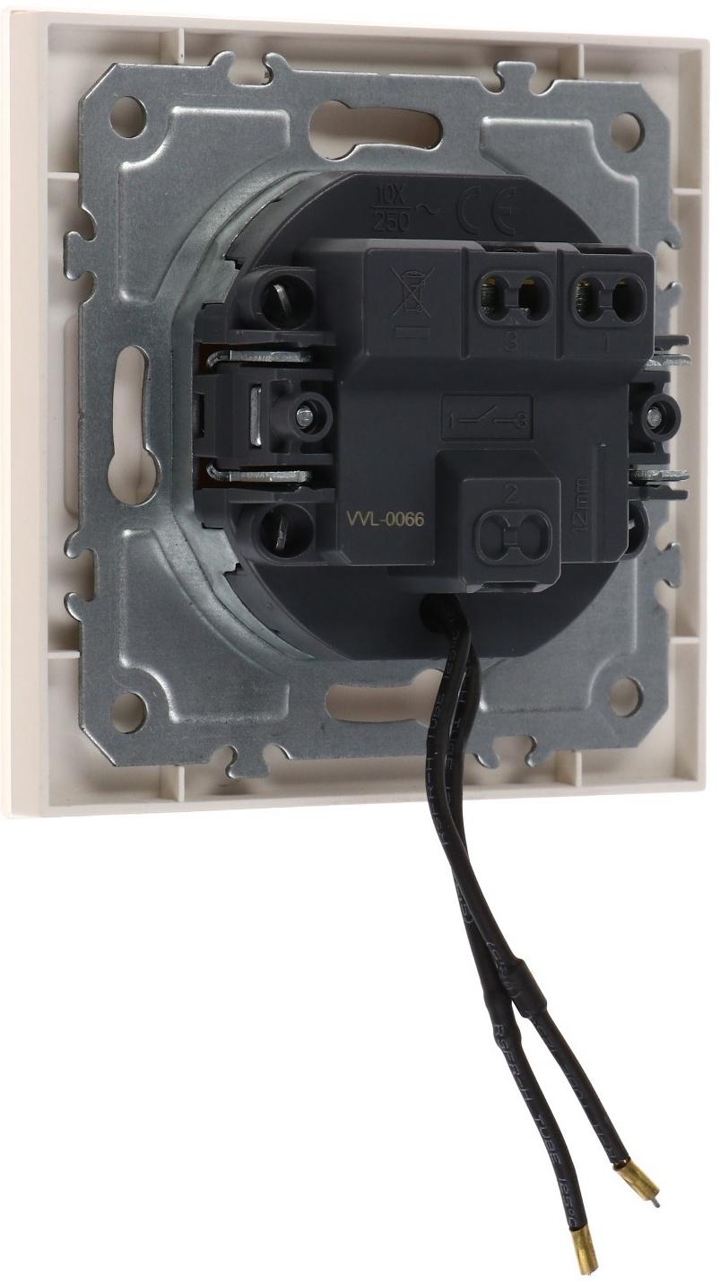 Выключатель TOT Matte Glass, 10 А, 1 кл., с подсветкой, скрытый, стекло, бежевый