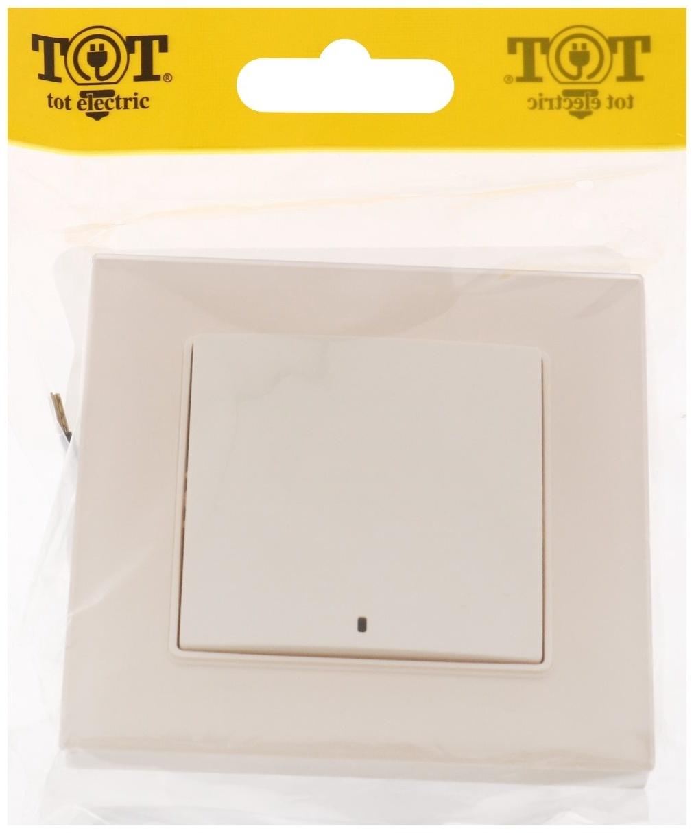 Выключатель TOT Matte Glass, 10 А, 1 кл., с подсветкой, скрытый, стекло, бежевый