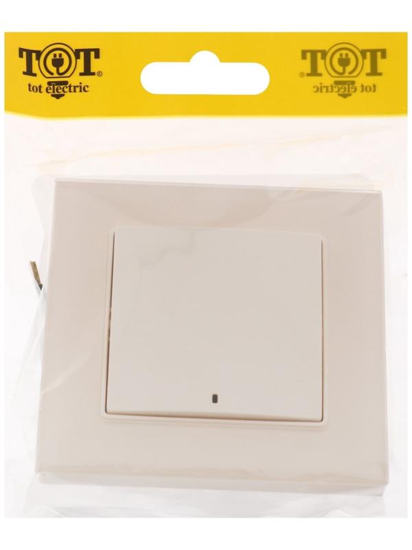 Выключатель TOT Matte Glass, 10 А, 1 кл., с подсветкой, скрытый, стекло, бежевый