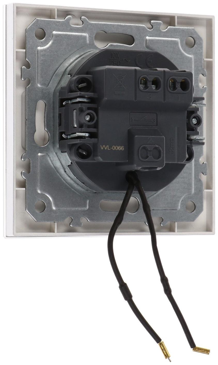 Выключатель TOT Matte Glass, 10 А, 1 кл., с подсветкой, скрытый, стекло, серебристый