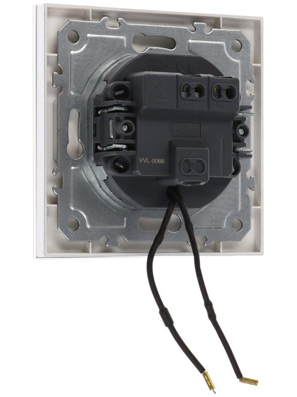 Выключатель TOT Matte Glass, 10 А, 1 кл., с подсветкой, скрытый, стекло, серебристый