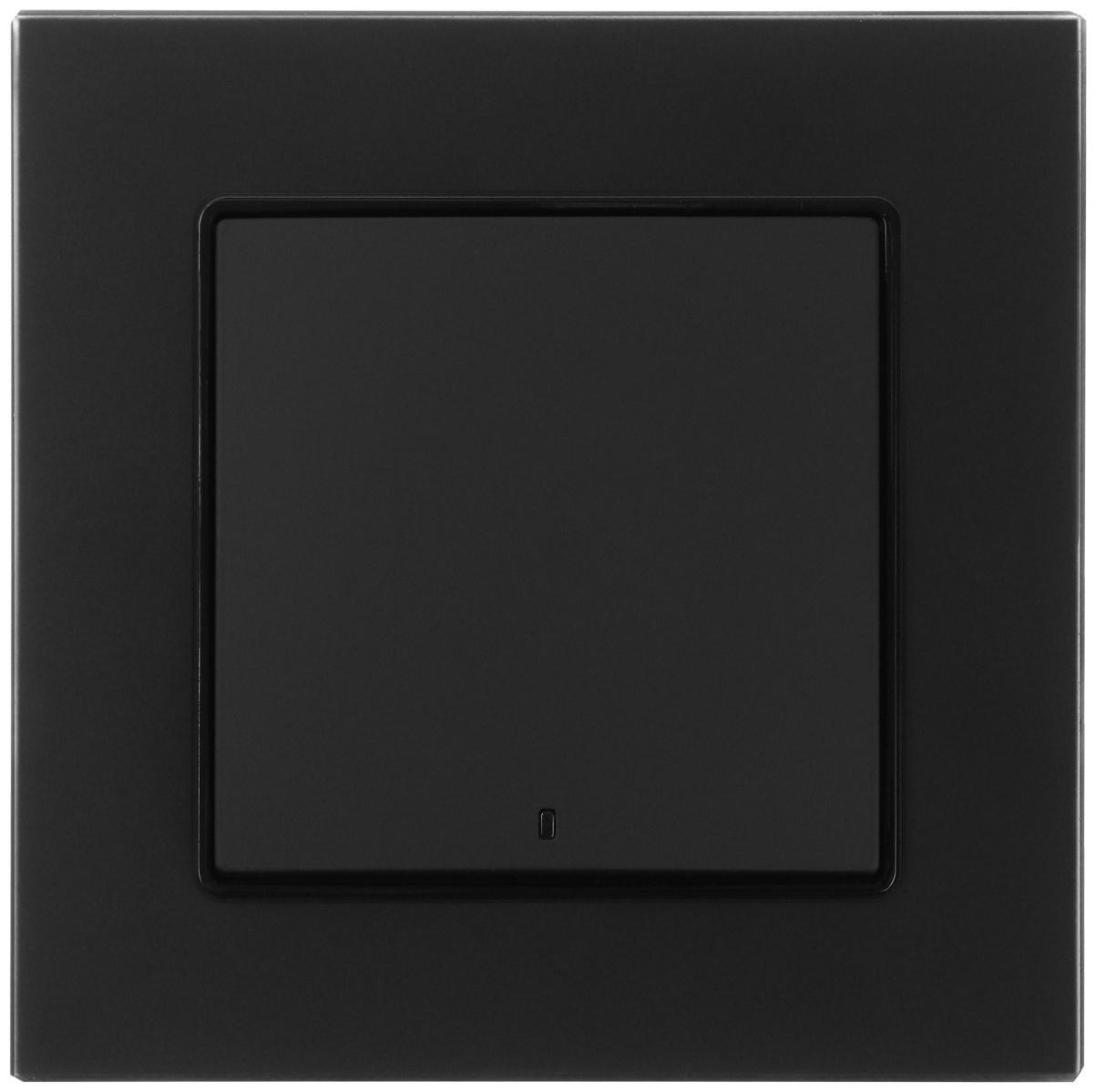 Выключатель TOT Matte Glass, 10 А, 1 кл., с подсветкой, скрытый, стекло, черный