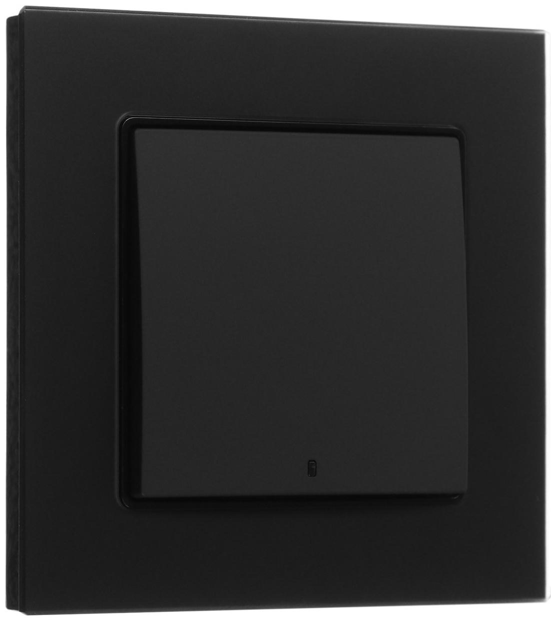 Выключатель TOT Matte Glass, 10 А, 1 кл., с подсветкой, скрытый, стекло, черный