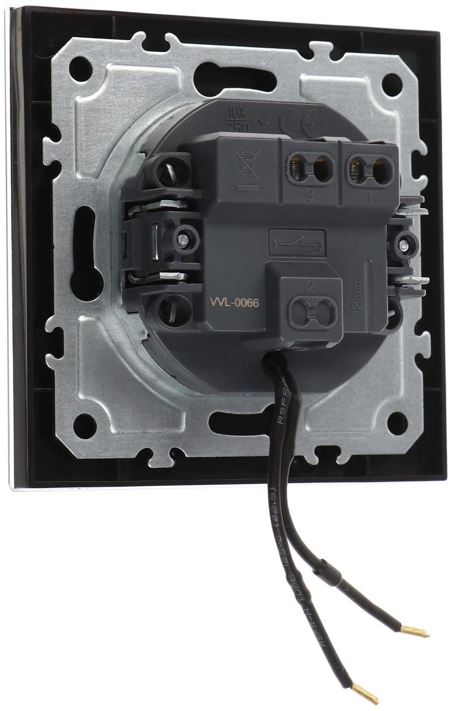 Выключатель TOT Matte Glass, 10 А, 1 кл., с подсветкой, скрытый, стекло, черный