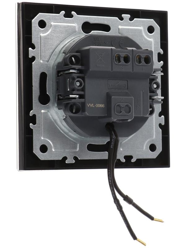 Выключатель TOT Matte Glass, 10 А, 1 кл., с подсветкой, скрытый, стекло, черный