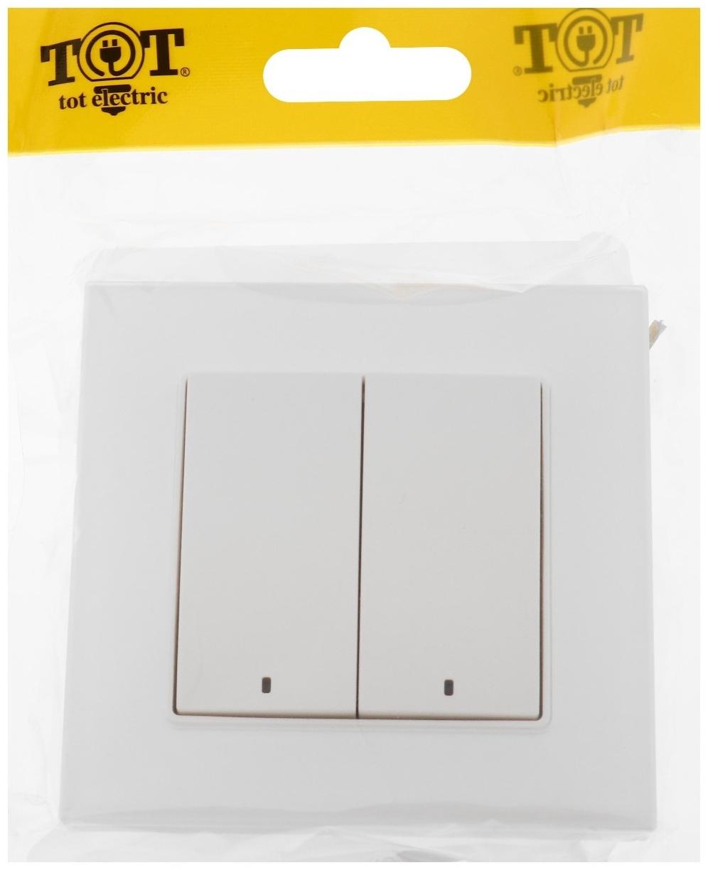 Выключатель TOT Matte Glass, 10 А, 2 кл., с подсветкой, скрытый, стекло, белый
