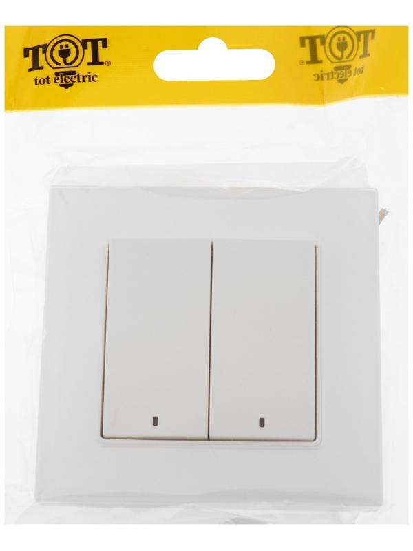 Выключатель TOT Matte Glass, 10 А, 2 кл., с подсветкой, скрытый, стекло, белый