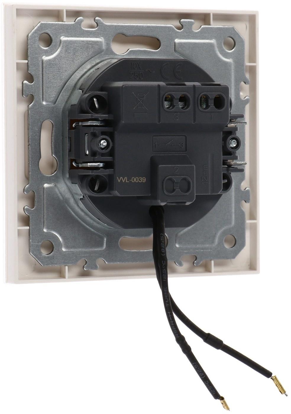 Выключатель TOT Glossy Glass, 10 А, 1 клавиша, с подсветкой, скрытый, стекло, белый