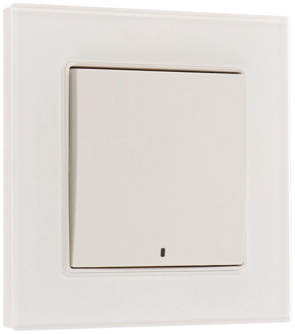 Выключатель TOT Glossy Glass, 10 А, 1 клавиша, с подсветкой, скрытый, стекло, белый