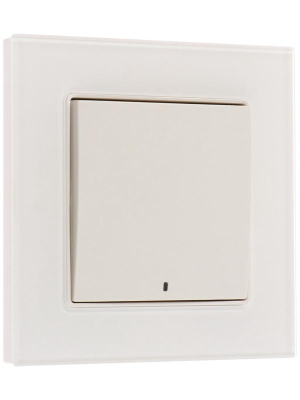 Выключатель TOT Glossy Glass, 10 А, 1 клавиша, с подсветкой, скрытый, стекло, белый