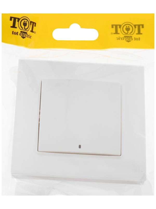 Выключатель TOT Glossy Glass, 10 А, 1 клавиша, с подсветкой, скрытый, стекло, белый