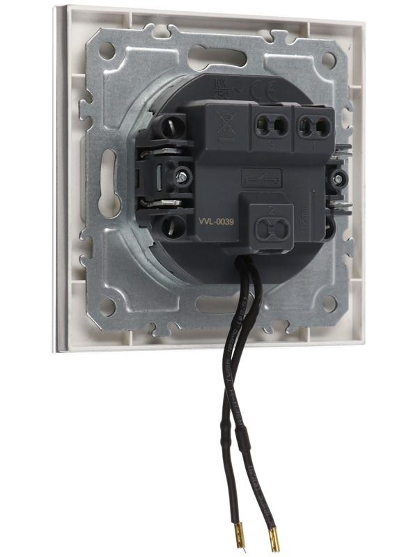 Выключатель TOT Glossy Glass, 10 А, 1 клавиша, с подсветкой, скрытый, стекло, серебристый