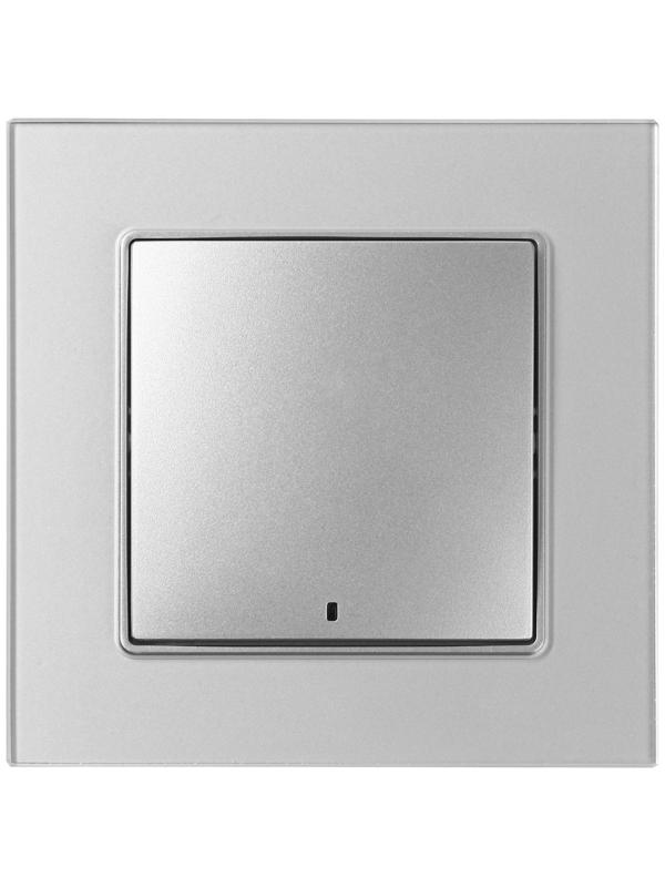 Выключатель TOT Glossy Glass, 10 А, 1 клавиша, с подсветкой, скрытый, стекло, серебристый