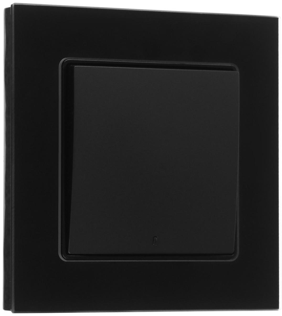 Выключатель TOT Glossy Glass, 10 А, 1 клавиша, с подсветкой, скрытый, стекло, черный