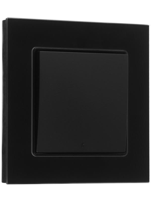 Выключатель TOT Glossy Glass, 10 А, 1 клавиша, с подсветкой, скрытый, стекло, черный