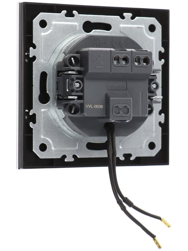 Выключатель TOT Glossy Glass, 10 А, 1 клавиша, с подсветкой, скрытый, стекло, черный