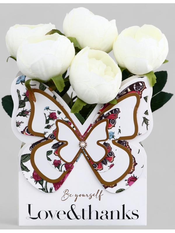 Переноска для цветов тиснение белая, влагостойкая, 21,5х19см 350гр