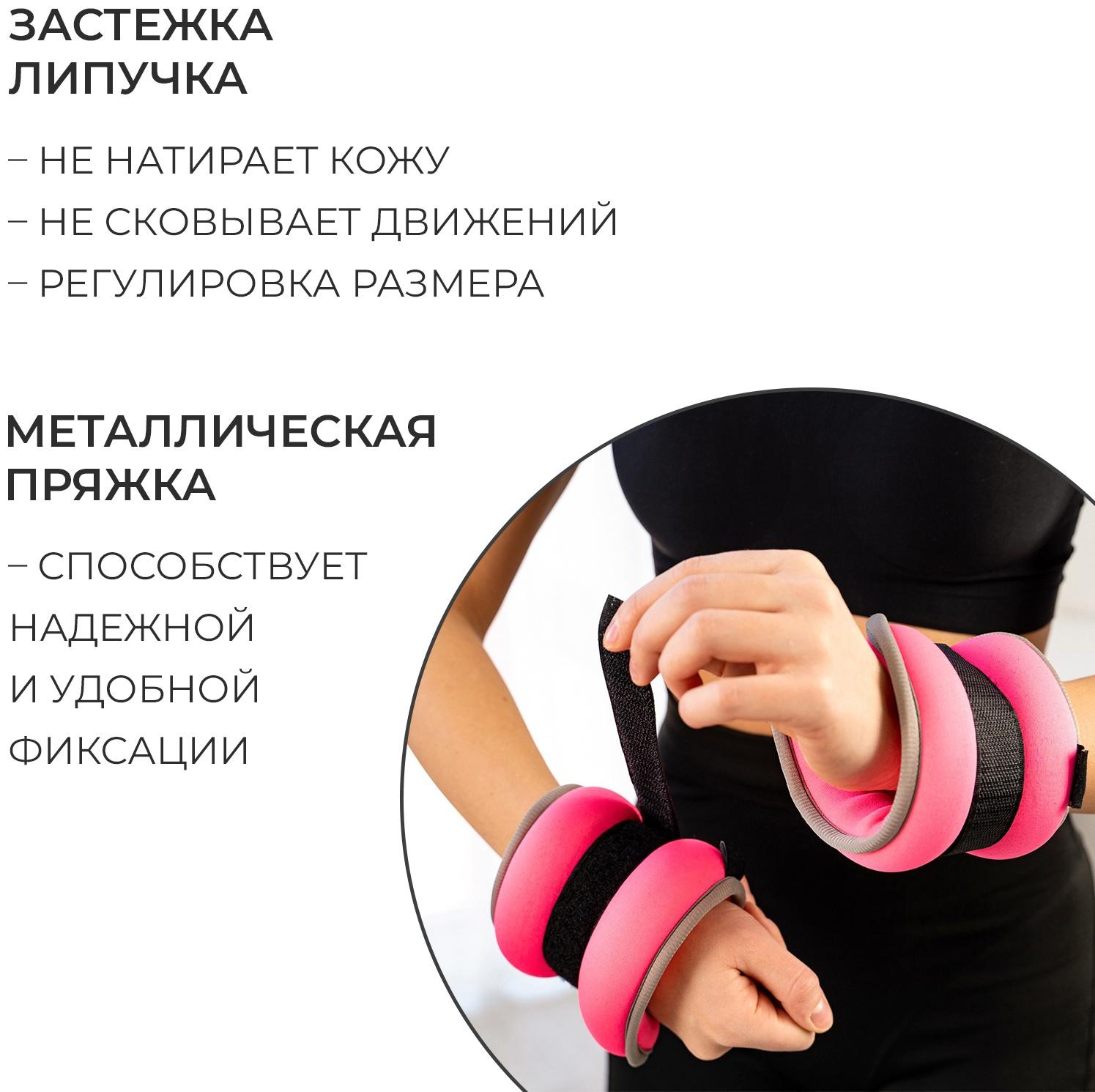 Утяжелители неопреновые ONLYTOP, 2 шт. х 0,25 кг, цвет розовый