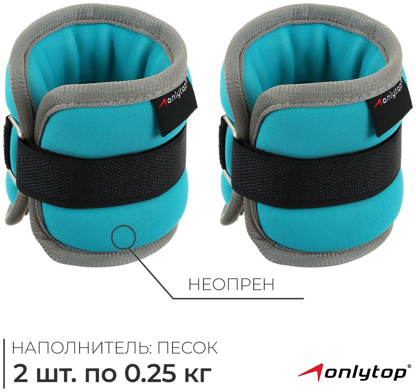 Утяжелители неопреновые ONLYTOP, 2 шт. х 0,25 кг, цвет мятный