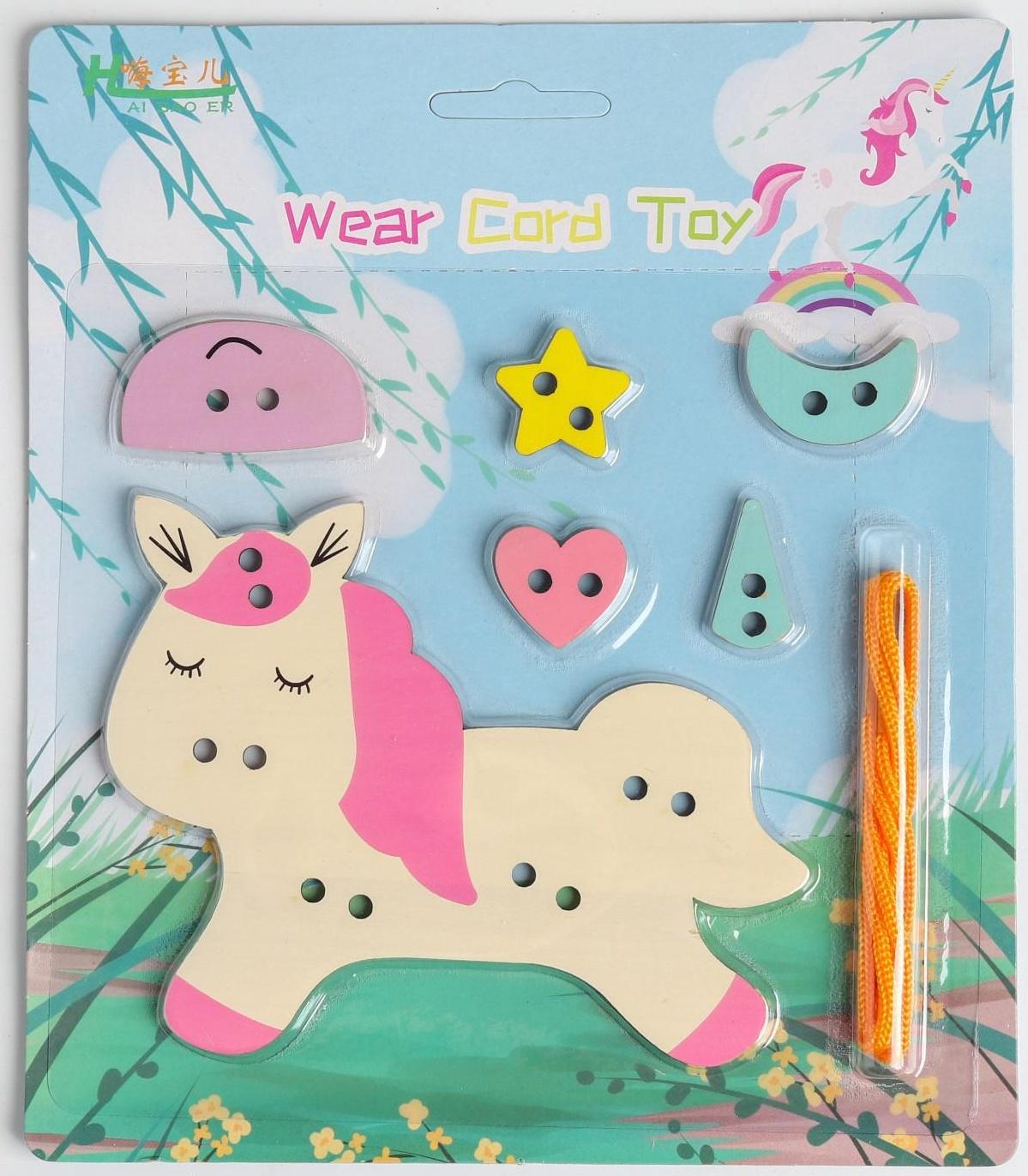 Развивающая игра шнуровка «Единорог» 18х21х0,5 см