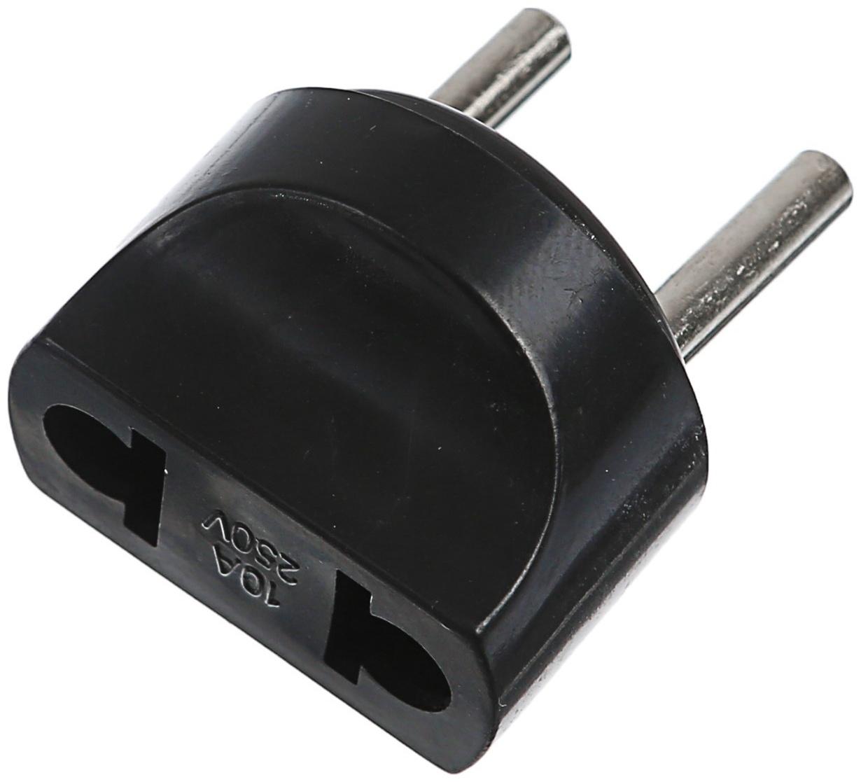 Переходник 6 А, евро, круглый, черный, 220 В