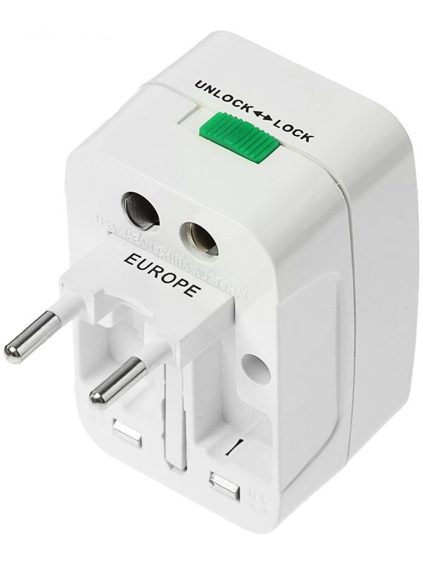 Адаптер универсальный, 3 A, 5 в 1, 220 В, белый