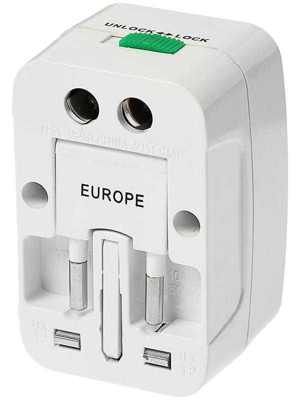 Адаптер универсальный, 3 A, 5 в 1, 220 В, белый