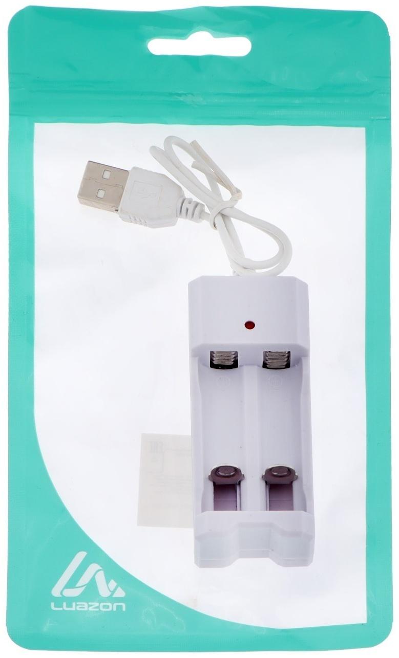 Зарядное устройство Luazon UC-26, для 2-х аккум. АА или ААА, USB, ток заряда 250 мА, белое