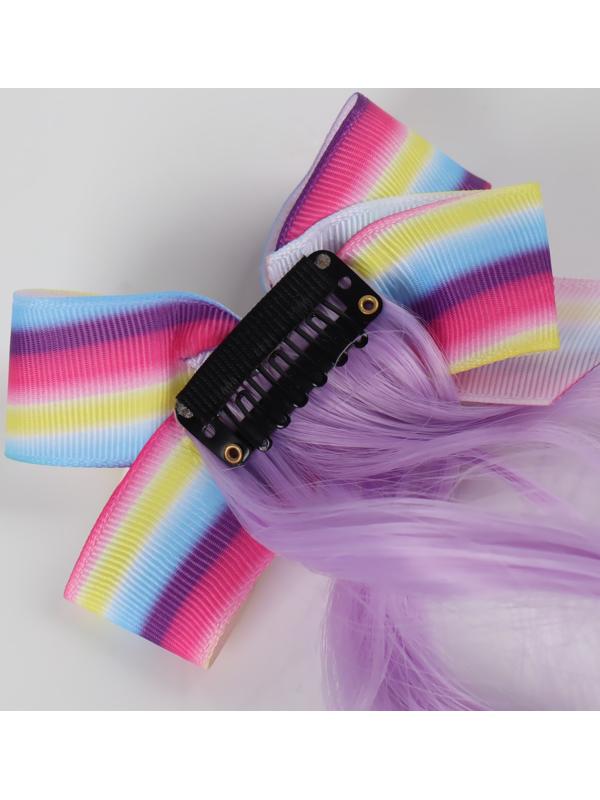 Локон накладной «Бантик», кудрявый волос, на заколке, 32 см, цвет сиреневый/пепельный/розовый