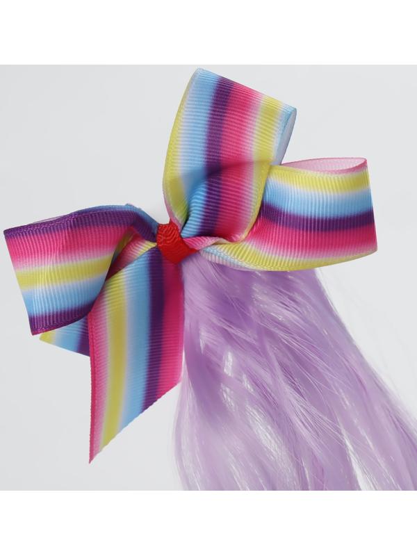 Локон накладной «Бантик», кудрявый волос, на заколке, 32 см, цвет сиреневый/пепельный/розовый