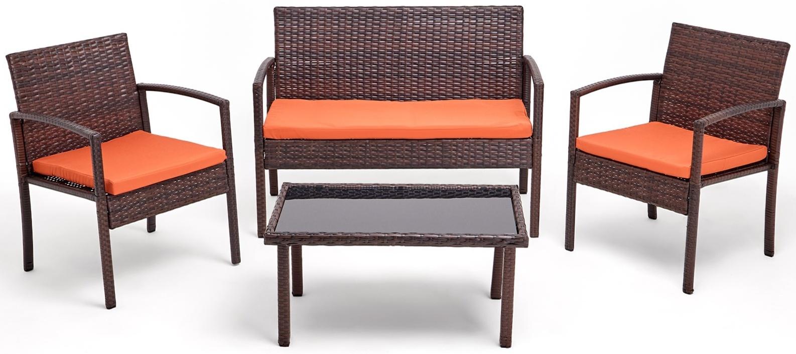 Набор садовой мебели: Стол 80 х 50 х 38 см, диван 106 x 58 x 84 см, 2 кресла 59 x 58 x 84 см