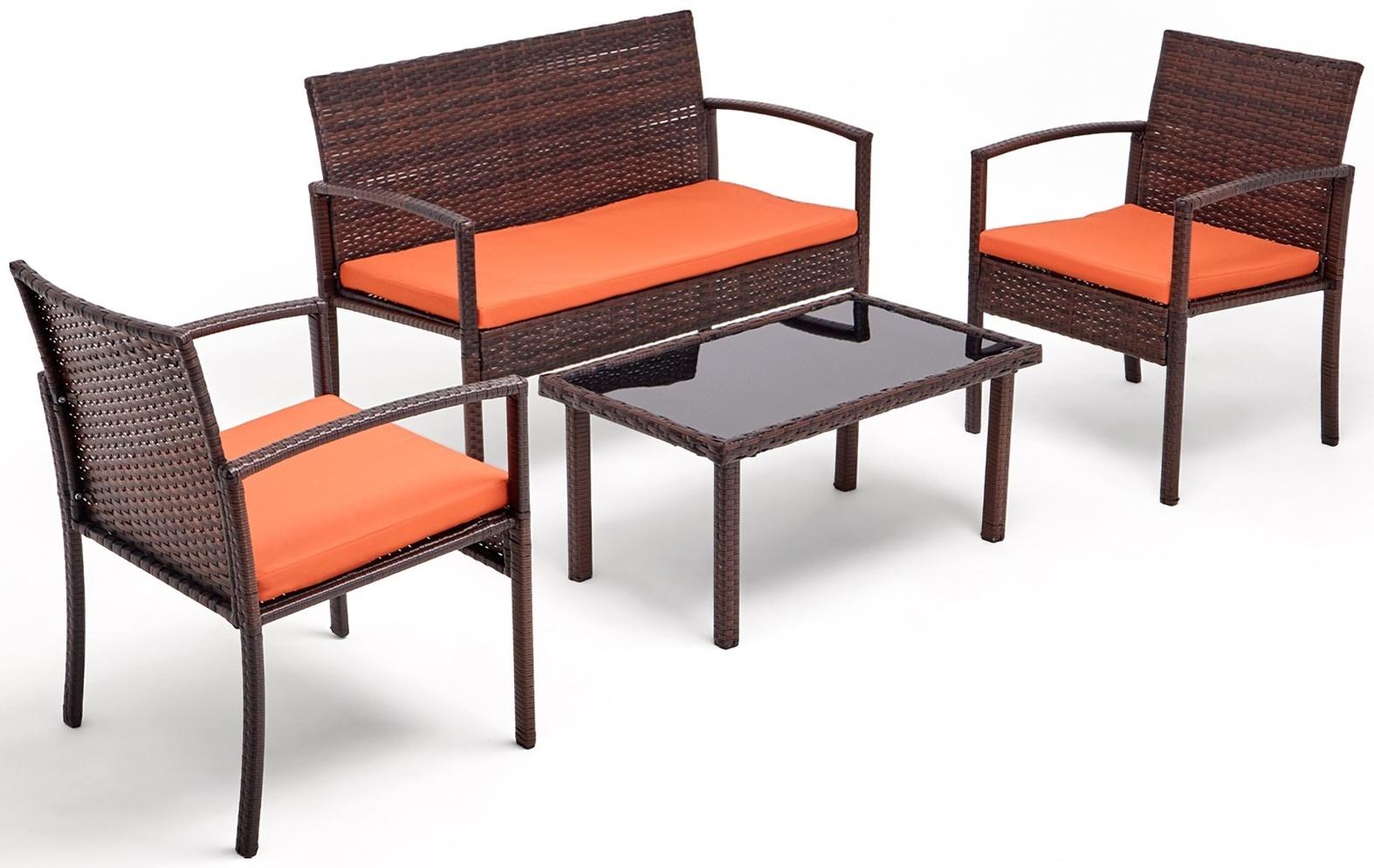 Набор садовой мебели: Стол 80 х 50 х 38 см, диван 106 x 58 x 84 см, 2 кресла 59 x 58 x 84 см