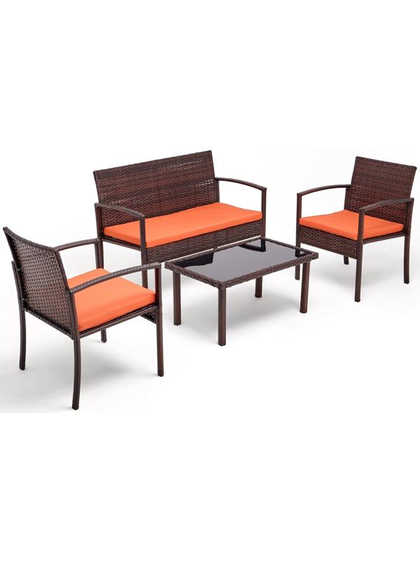 Набор садовой мебели: Стол 80 х 50 х 38 см, диван 106 x 58 x 84 см, 2 кресла 59 x 58 x 84 см