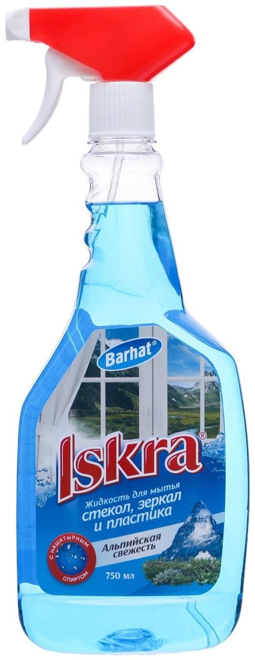 Средство для мытья стёкл и зеркал БАРХАТ ISKRA, Альпийская свежесть, 750 мл