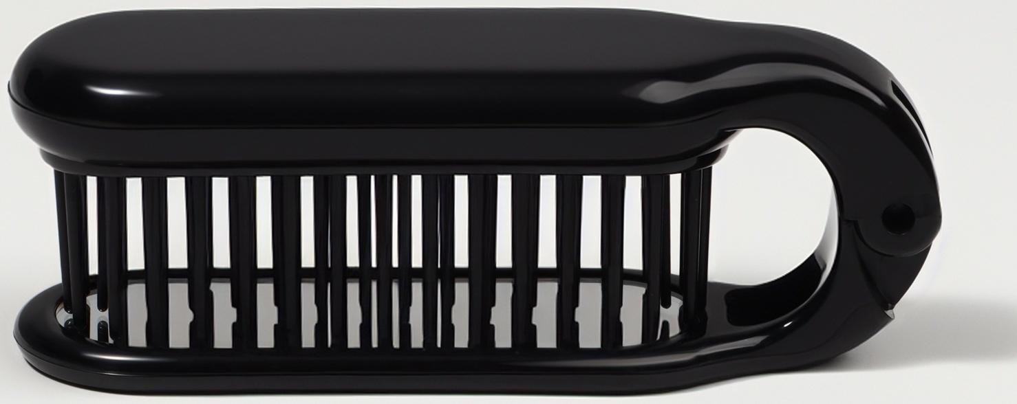 Расчёска массажная, складная, с зеркалом, 3 × 10 см, цвет чёрный