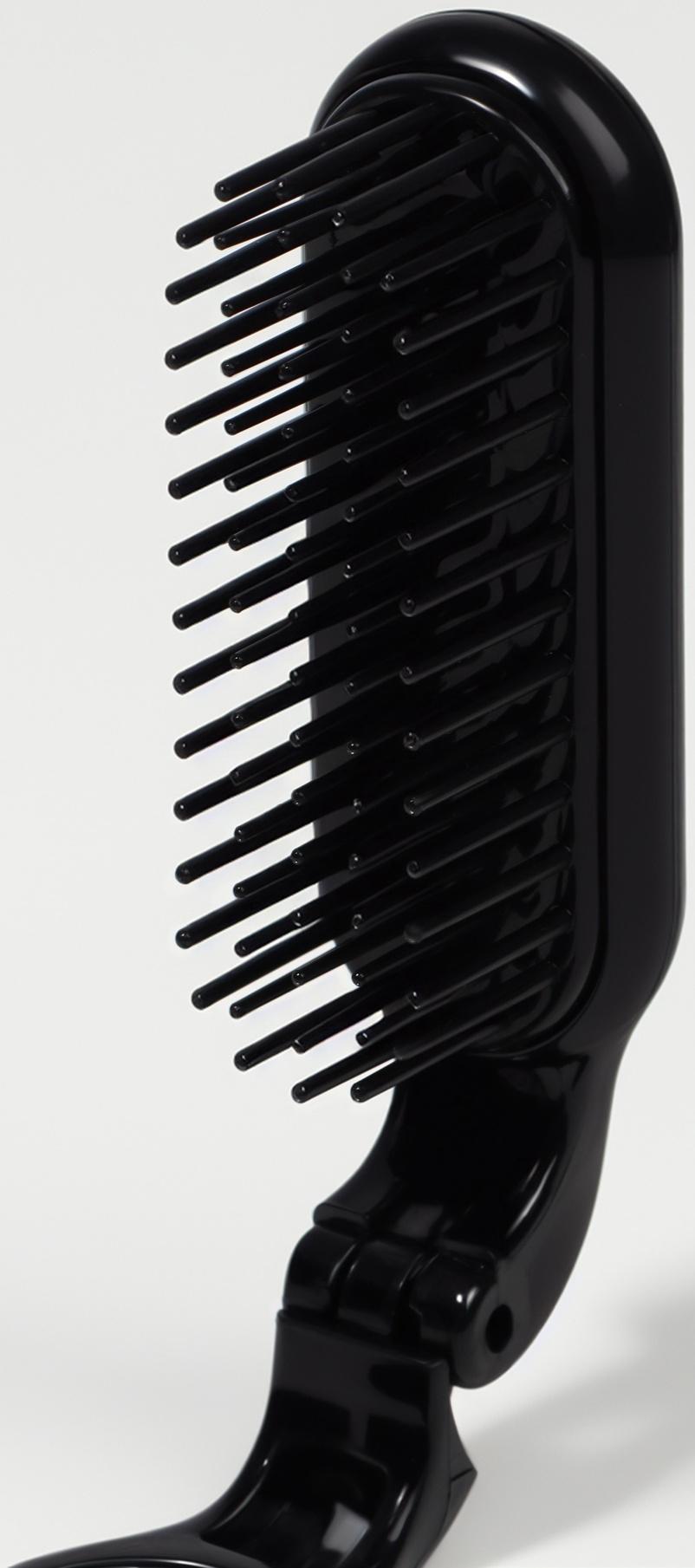 Расчёска массажная, складная, с зеркалом, 3 × 10 см, цвет чёрный